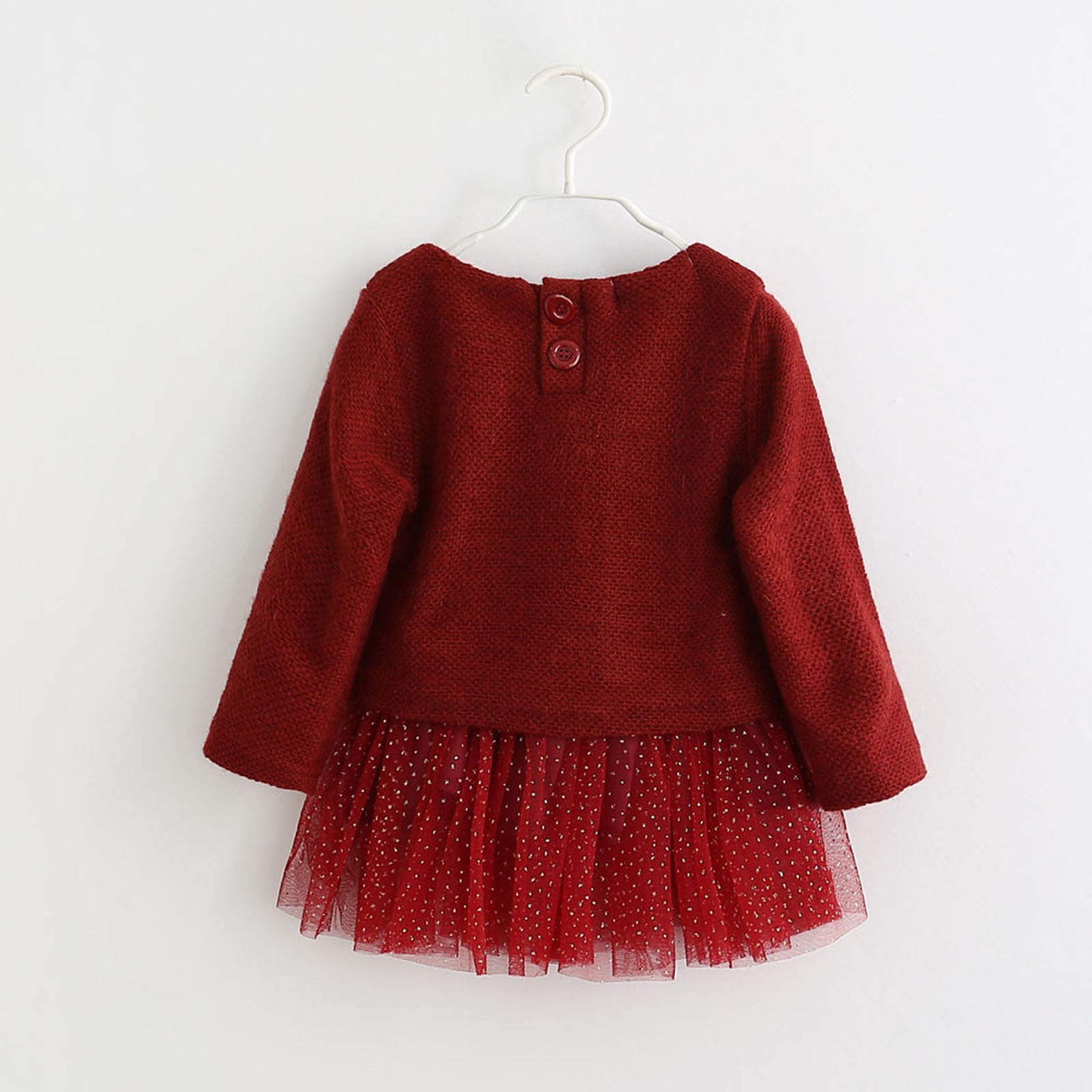 JSCDRPDWL Girls Dresses Toddler Baby Kid Girls Long Sleeve Knitted Bow Tutu Princess Dress 0-24M Girls Black Dress 0-3 Months Baby Girl Clothes Red S